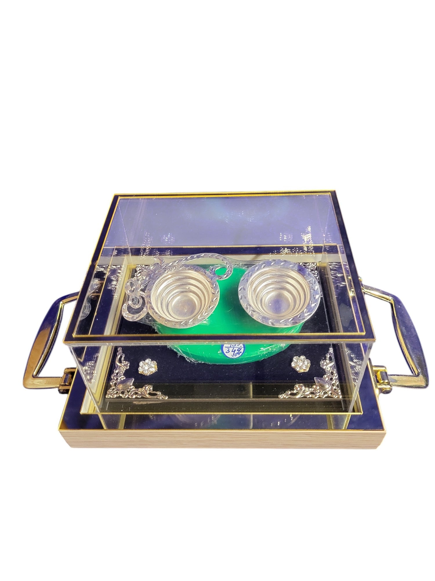2 PCS FANCY KATORI SET IN GREEN ACRYLIC BASED""