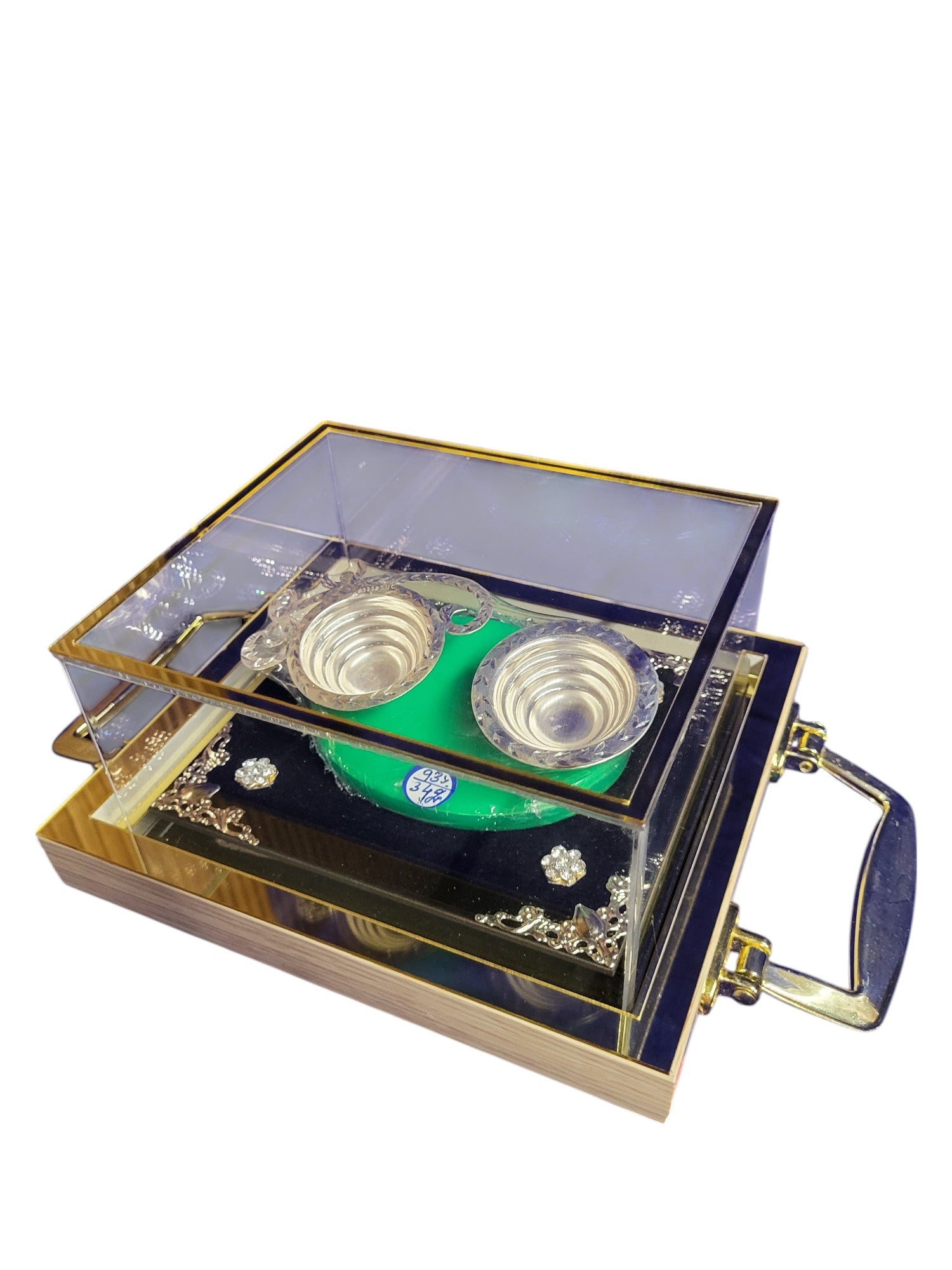 2 PCS FANCY KATORI SET IN GREEN ACRYLIC BASED""