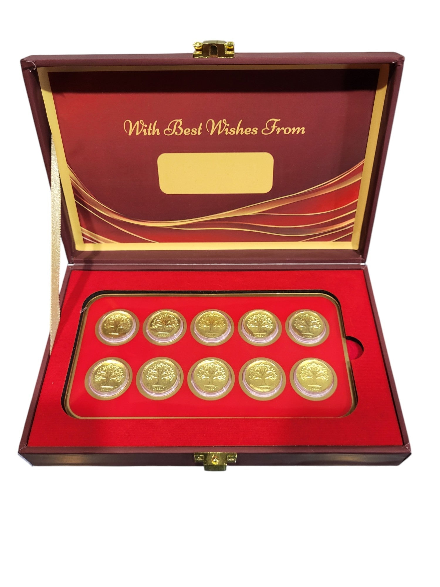 BOX GOLD COIN PLAIN - RED (100X10) WITH GOLD COIN PLAIN TREE - RED 1000MG  (100X10)