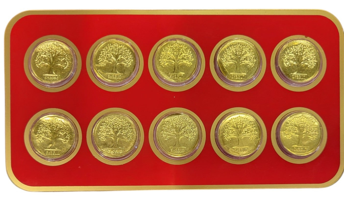 BOX GOLD COIN PLAIN - RED (100X10) WITH GOLD COIN PLAIN TREE - RED 1000MG  (100X10)