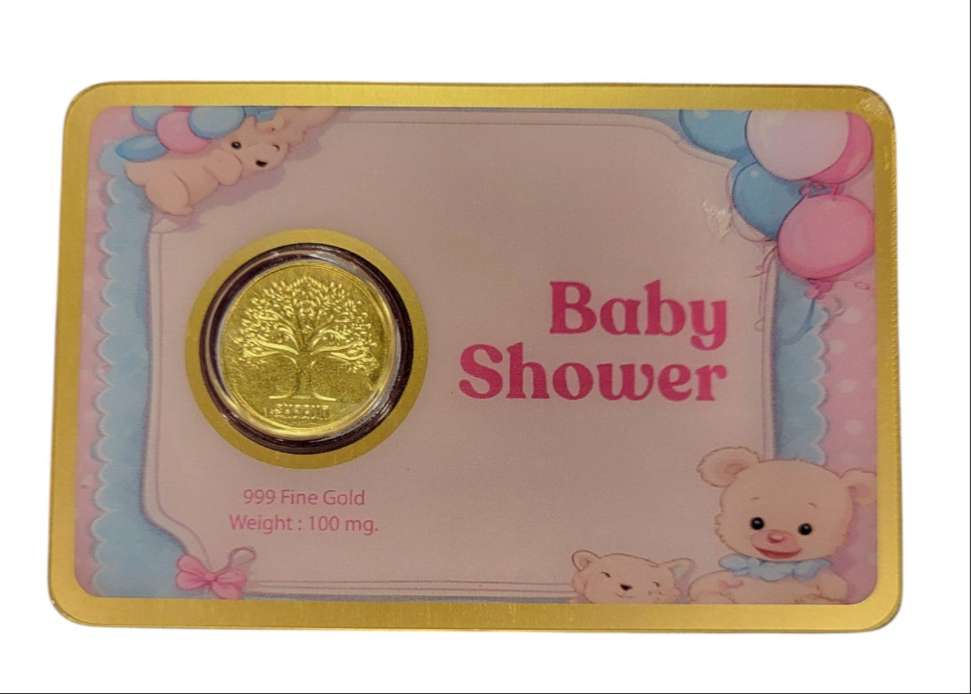 GOLD COIN BABY SHOWER - PINK 100MG WITH BOX