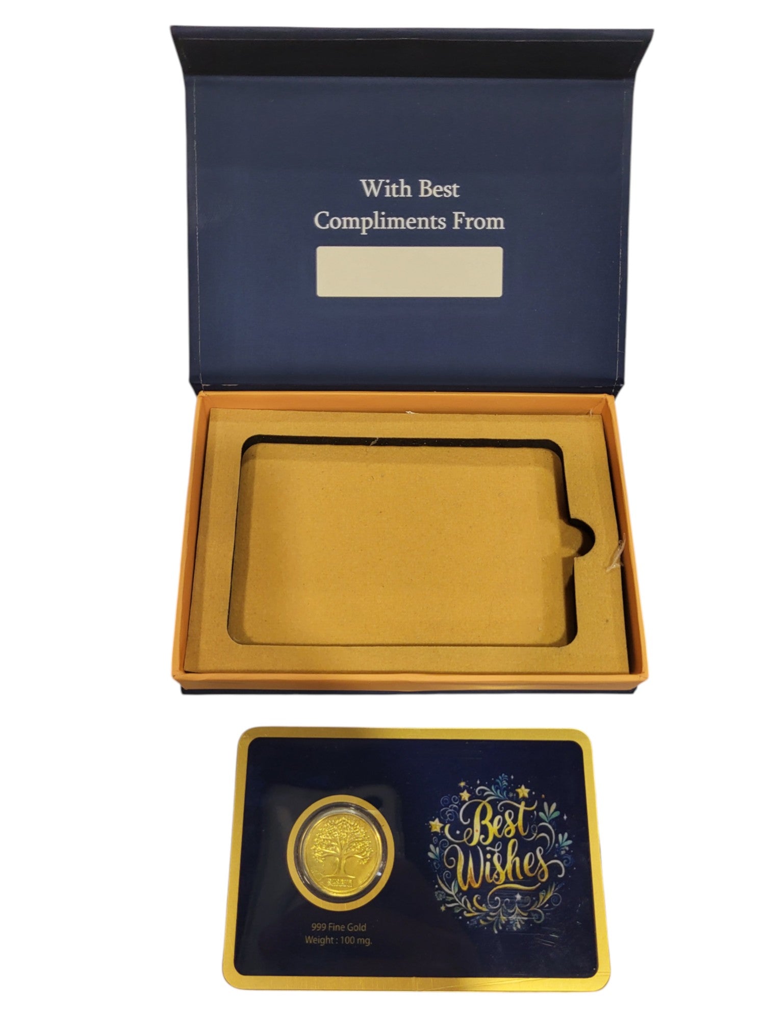 GOLD COIN BEST WISHES - NAVY BLUE 100MG WITH BOX