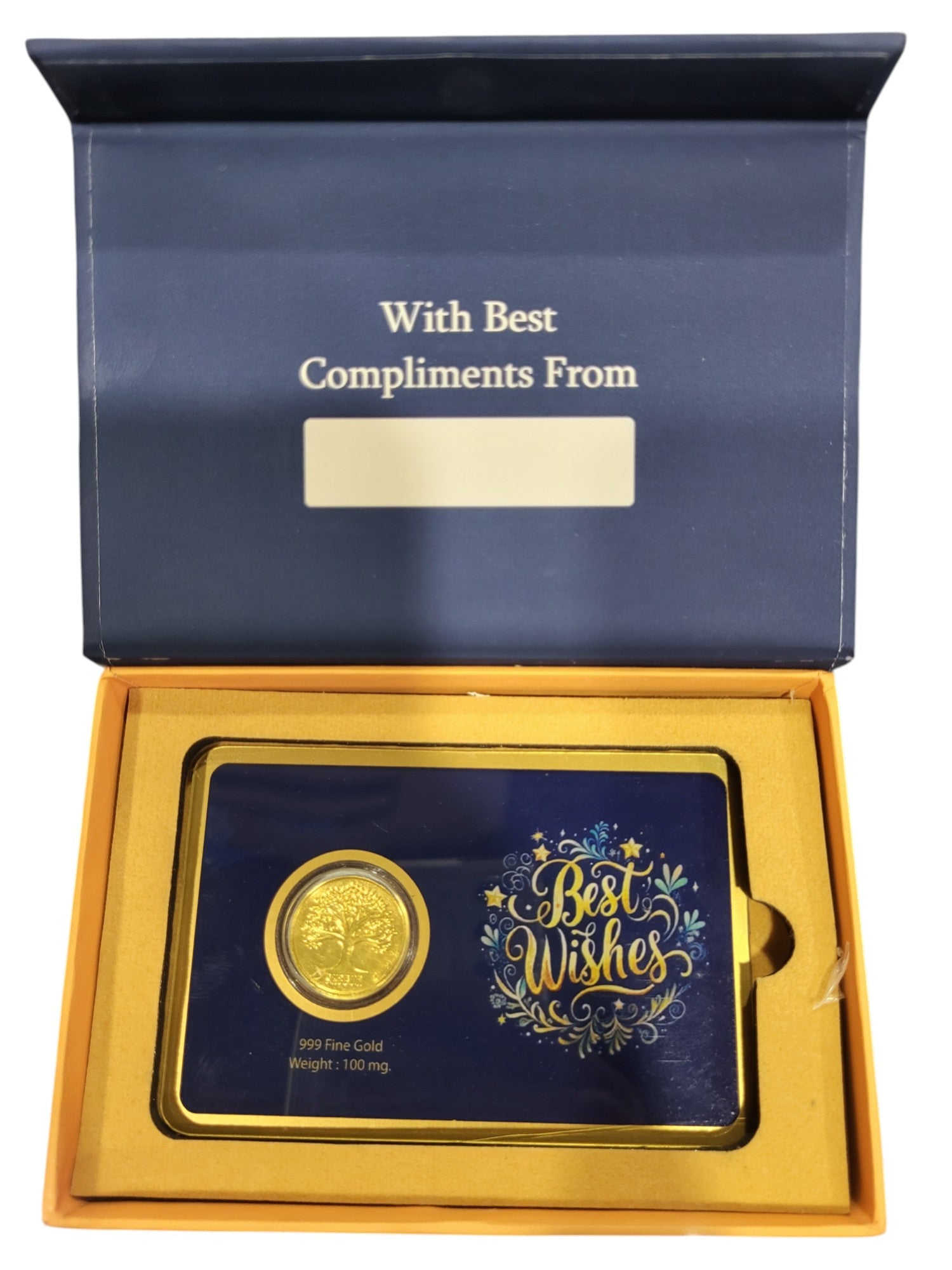 GOLD COIN BEST WISHES - NAVY BLUE 100MG WITH BOX