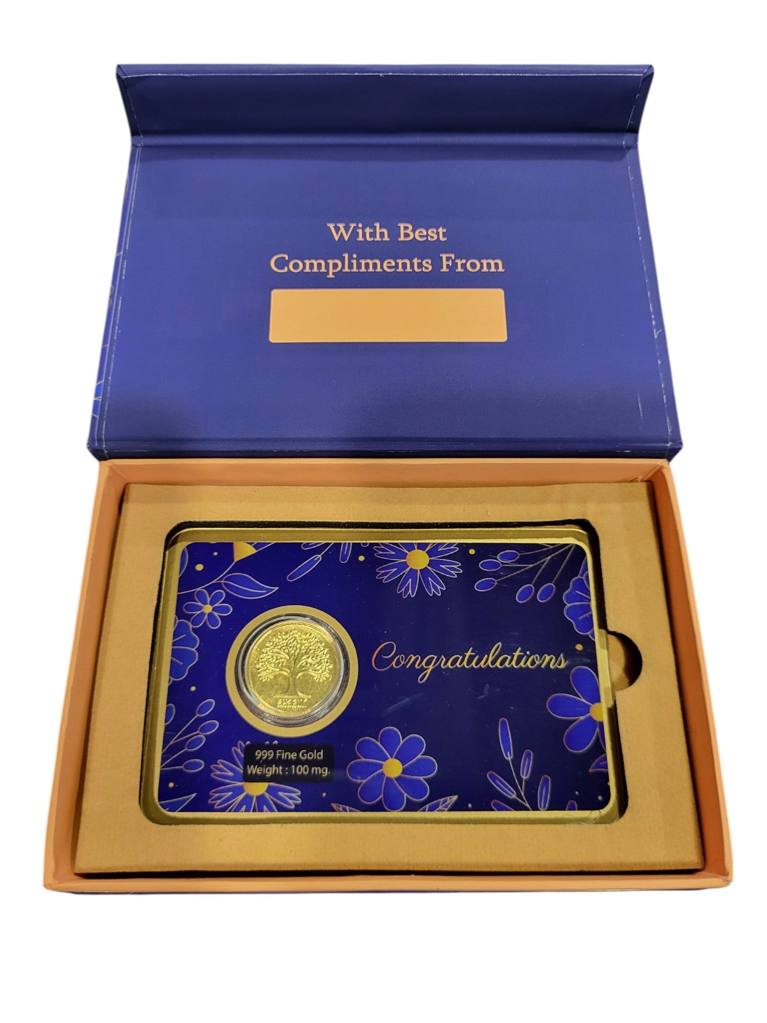 GOLD COIN CONGRATULATION - NAVY BLUE 100MG WITH BOX