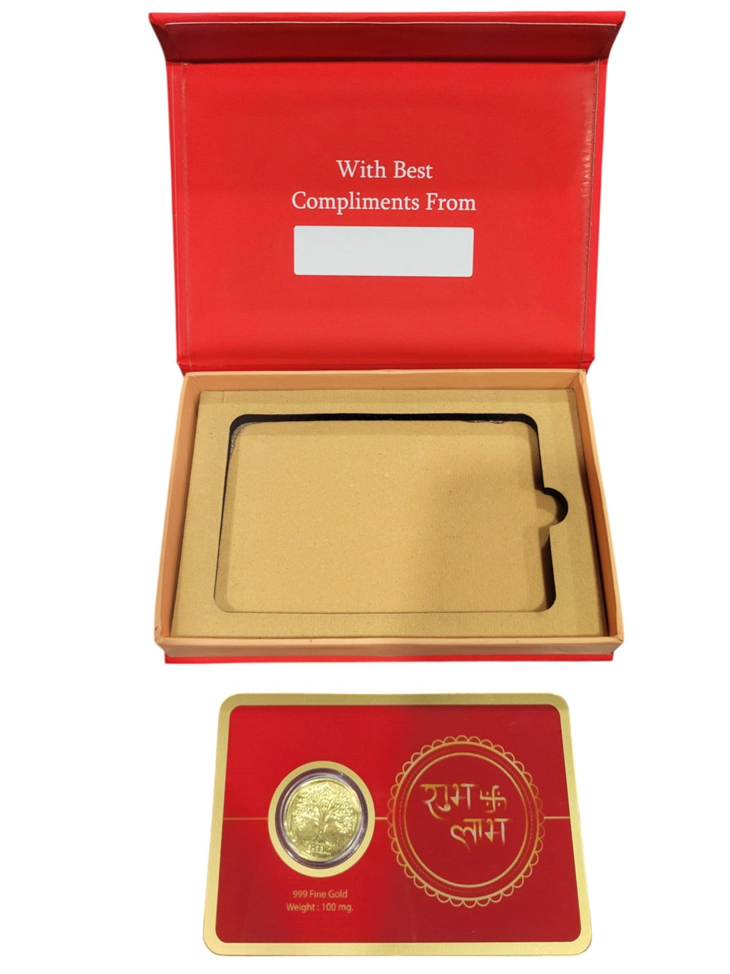 GOLD COIN SHUBH LABH - RED 100MG WITH BOX