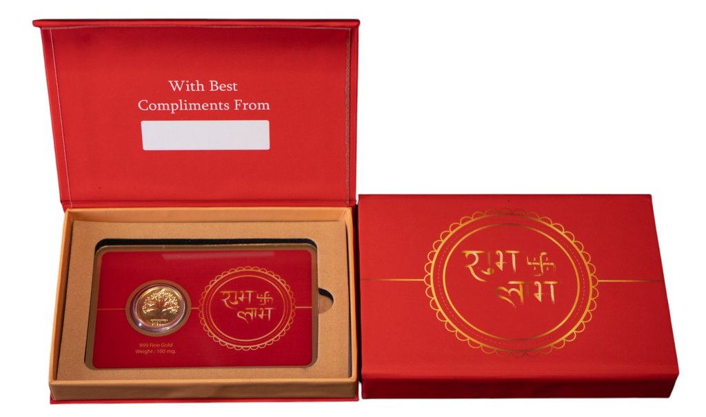 GOLD COIN SHUBH LABH - RED 100MG WITH BOX