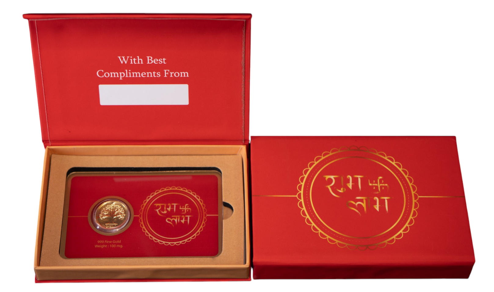 GOLD COIN SHUBH LABH - RED 100MG WITH BOX