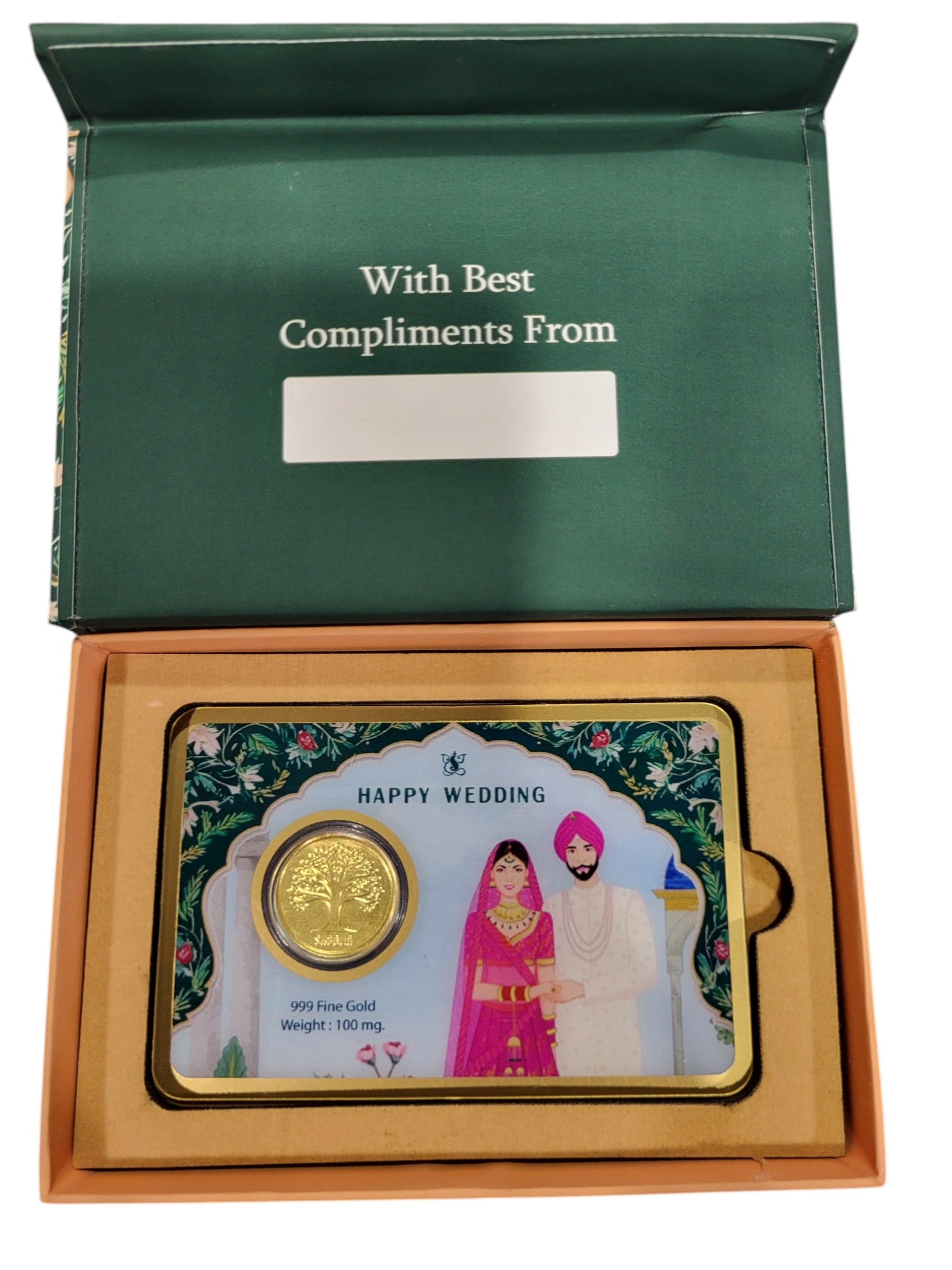GOLD COIN HAPPY WEDDING COUPLE - GREEN 100MG WITH BOX