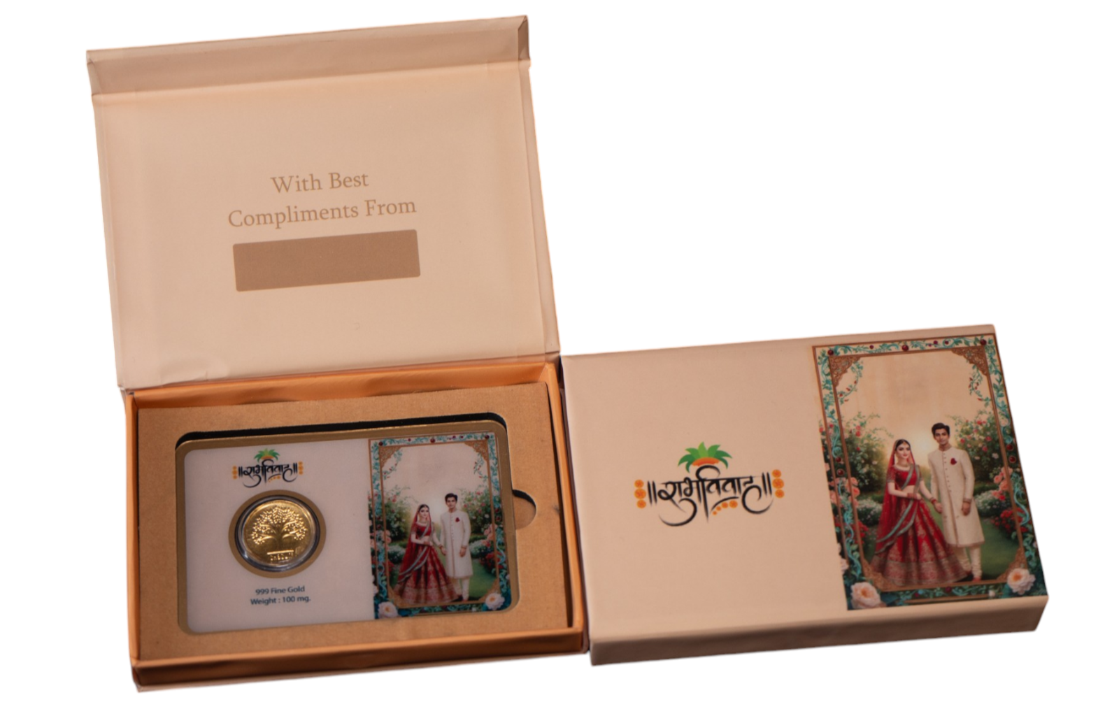 GOLD COIN SHUBH VIVAH HINDI - CREAM/GREEN  100MG WITH BOX