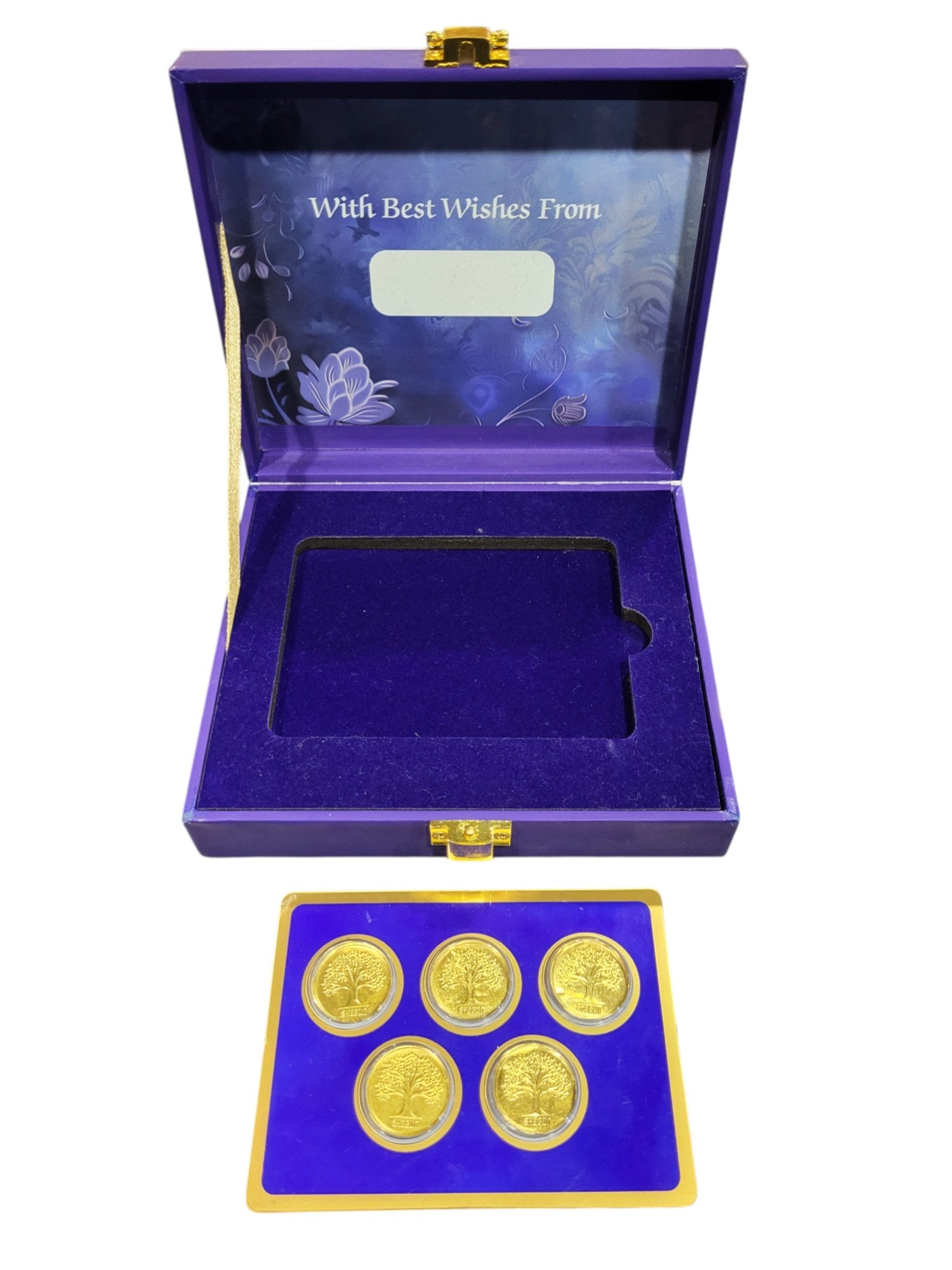 BOX GOLD COIN PEACOCK - BLUE 500MG  (100X5) WITH GOLD COIN PLAIN TREE - BLUE 500MG  (100X5)