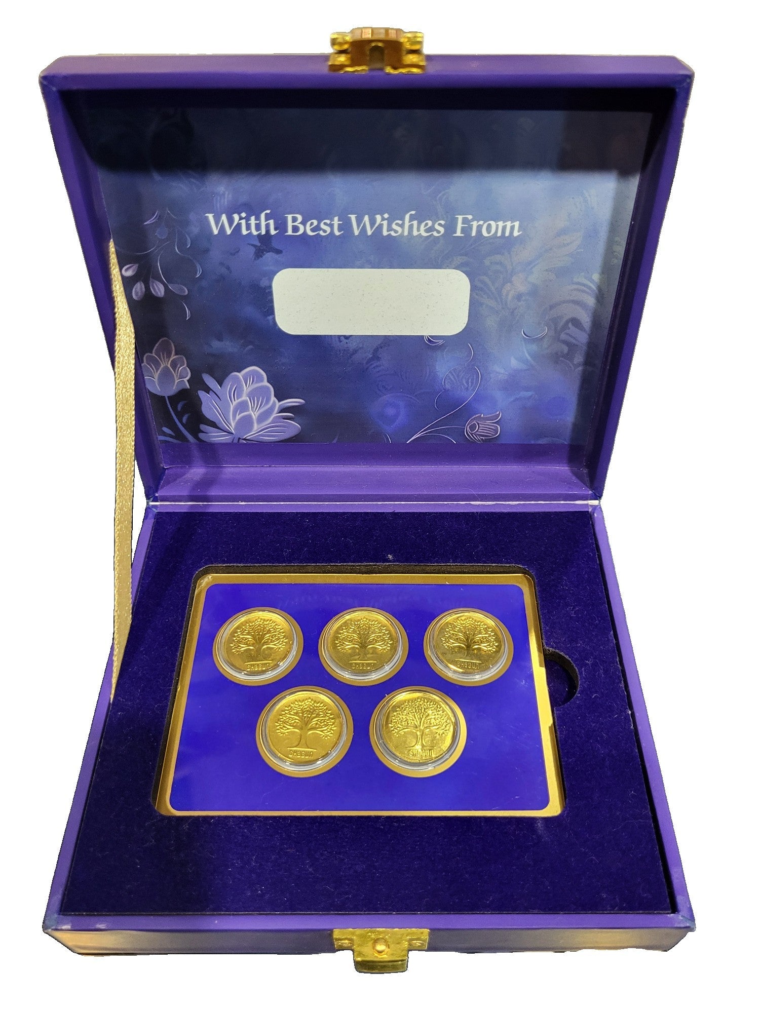 BOX GOLD COIN PEACOCK - BLUE 500MG  (100X5) WITH GOLD COIN PLAIN TREE - BLUE 500MG  (100X5)