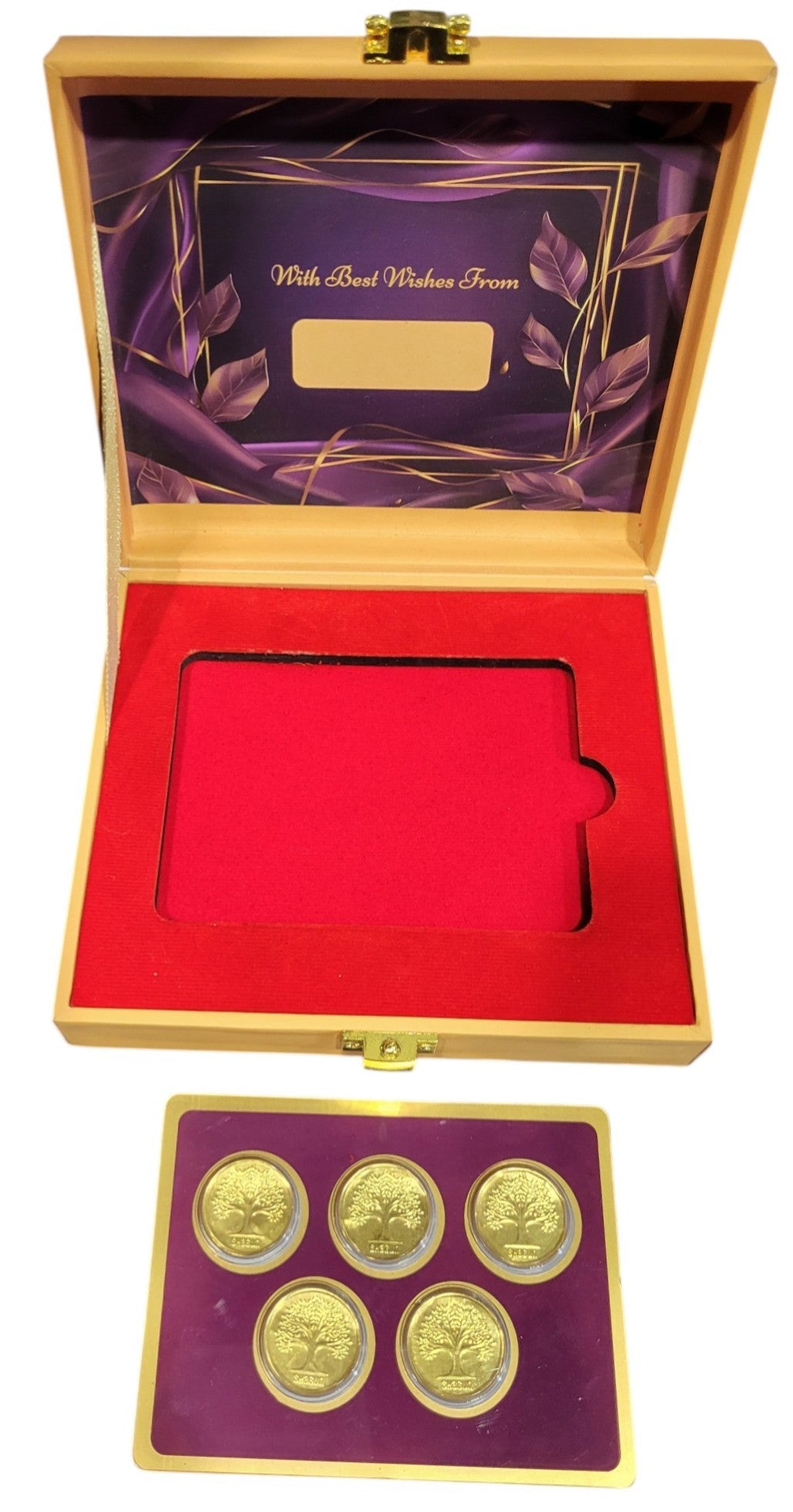 BOX GOLD COIN PLAIN - WINE 500MG  (100X5) WITH GOLD COIN PLAIN TREE - WINE 500MG  (100X5)