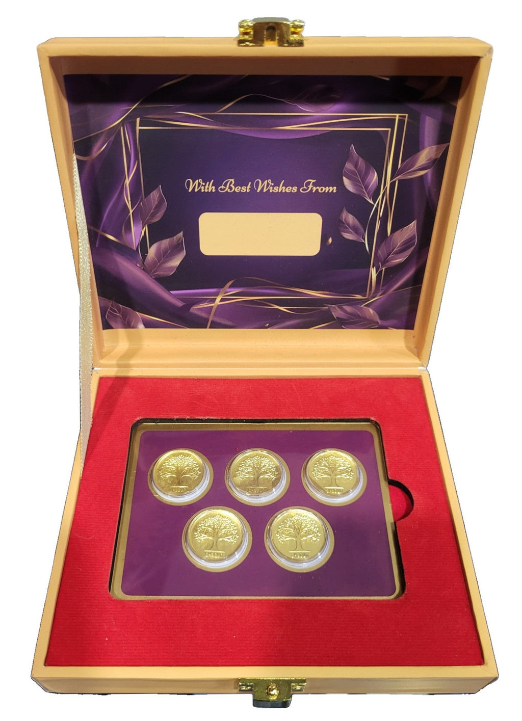 BOX GOLD COIN PLAIN - WINE 500MG  (100X5) WITH GOLD COIN PLAIN TREE - WINE 500MG  (100X5)