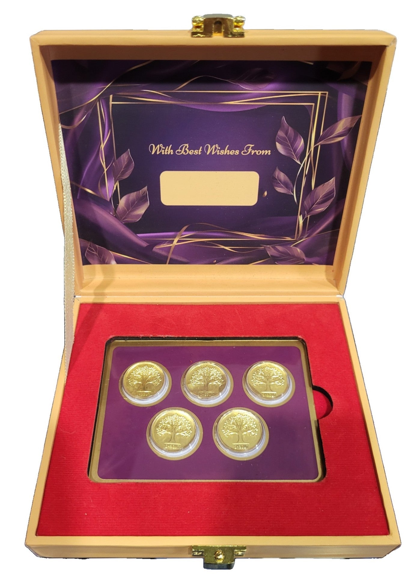 BOX GOLD COIN PLAIN - WINE 500MG  (100X5) WITH GOLD COIN PLAIN TREE - WINE 500MG  (100X5)