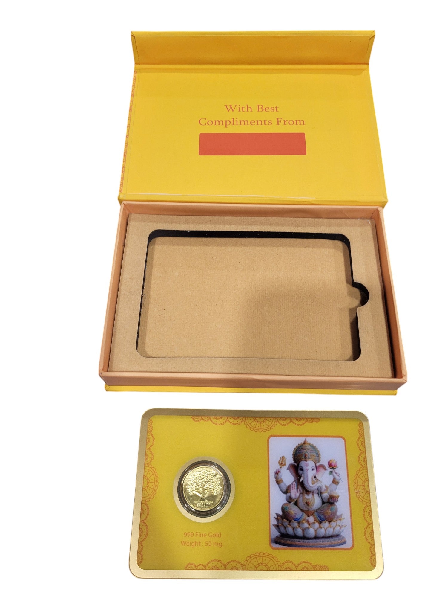 GOLD COIN GANESH JI - YELLOW 50MG WITH BOX