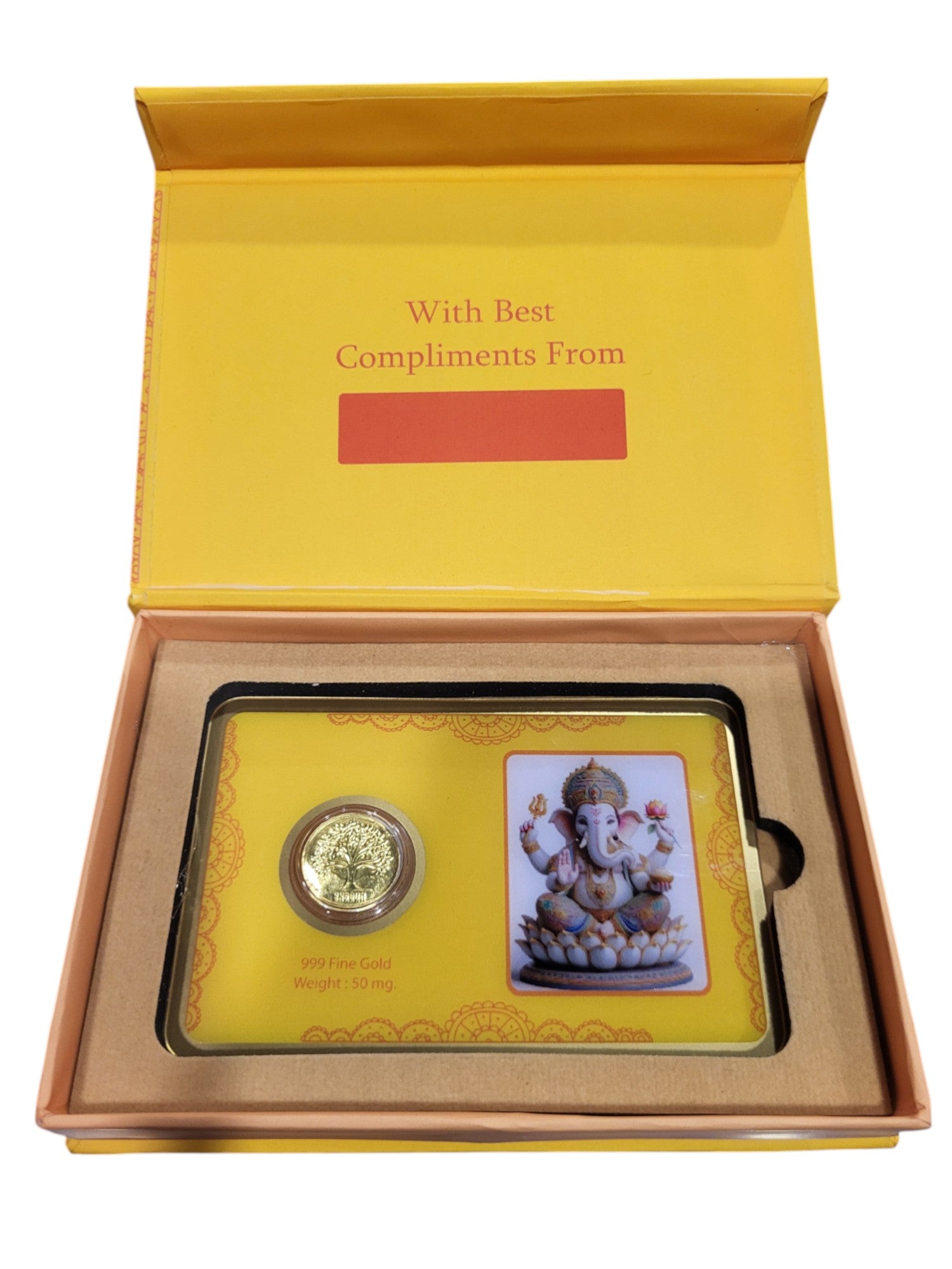 GOLD COIN GANESH JI - YELLOW 50MG WITH BOX