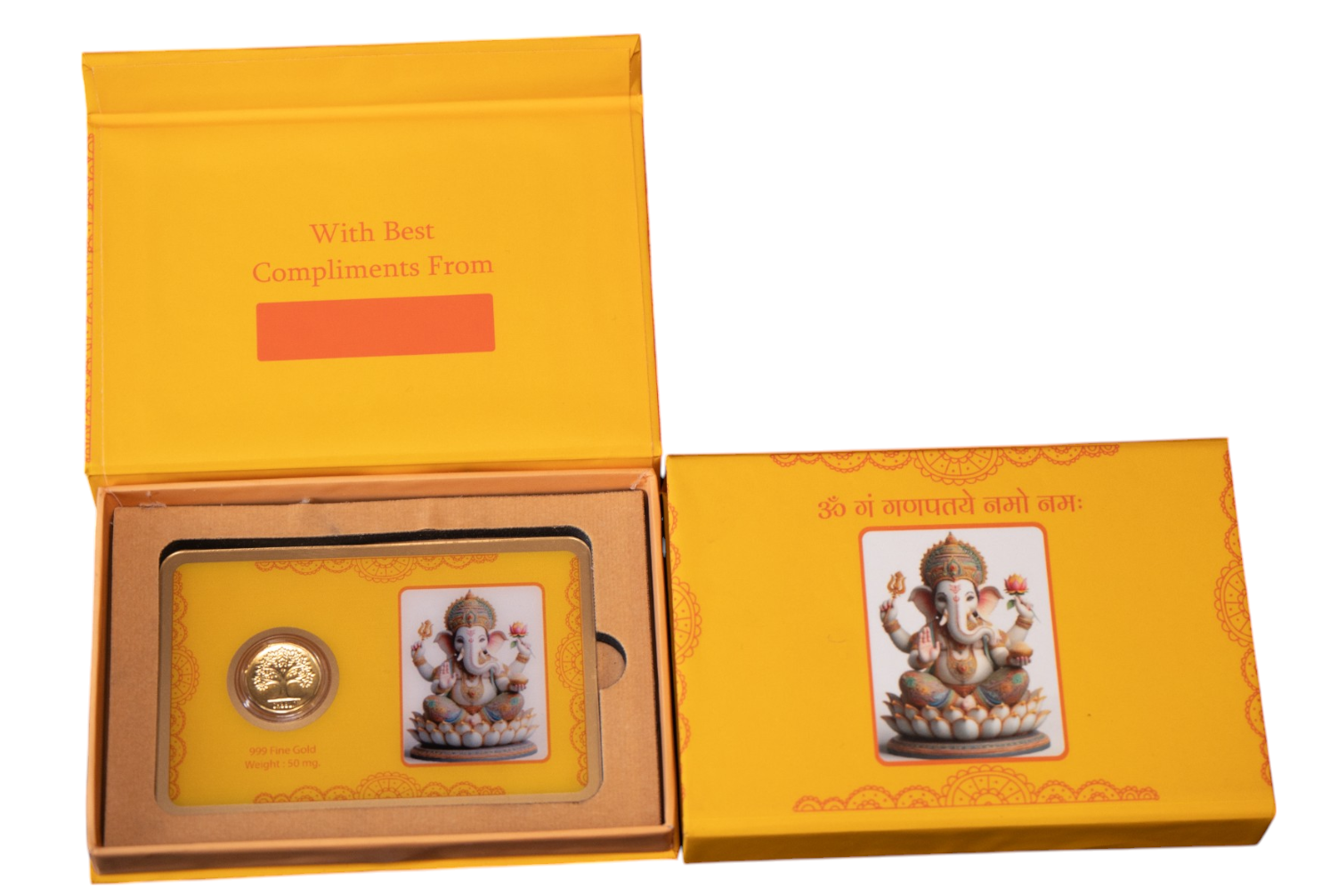 GOLD COIN GANESH JI - YELLOW 50MG WITH BOX