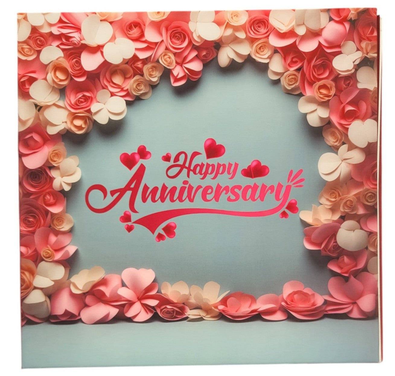 FOLDER HAPPY ANNIVERSARY - RED ROSES WITH SILVER COIN PLAIN -  RED 10 GM (ALL RS)