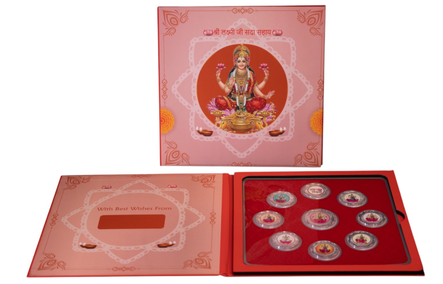 FOLDER LAXMI JI - RED/PINK WITH SILVER COIN LAXMI JI - RED 10 GM (ALL LAXMIJI)