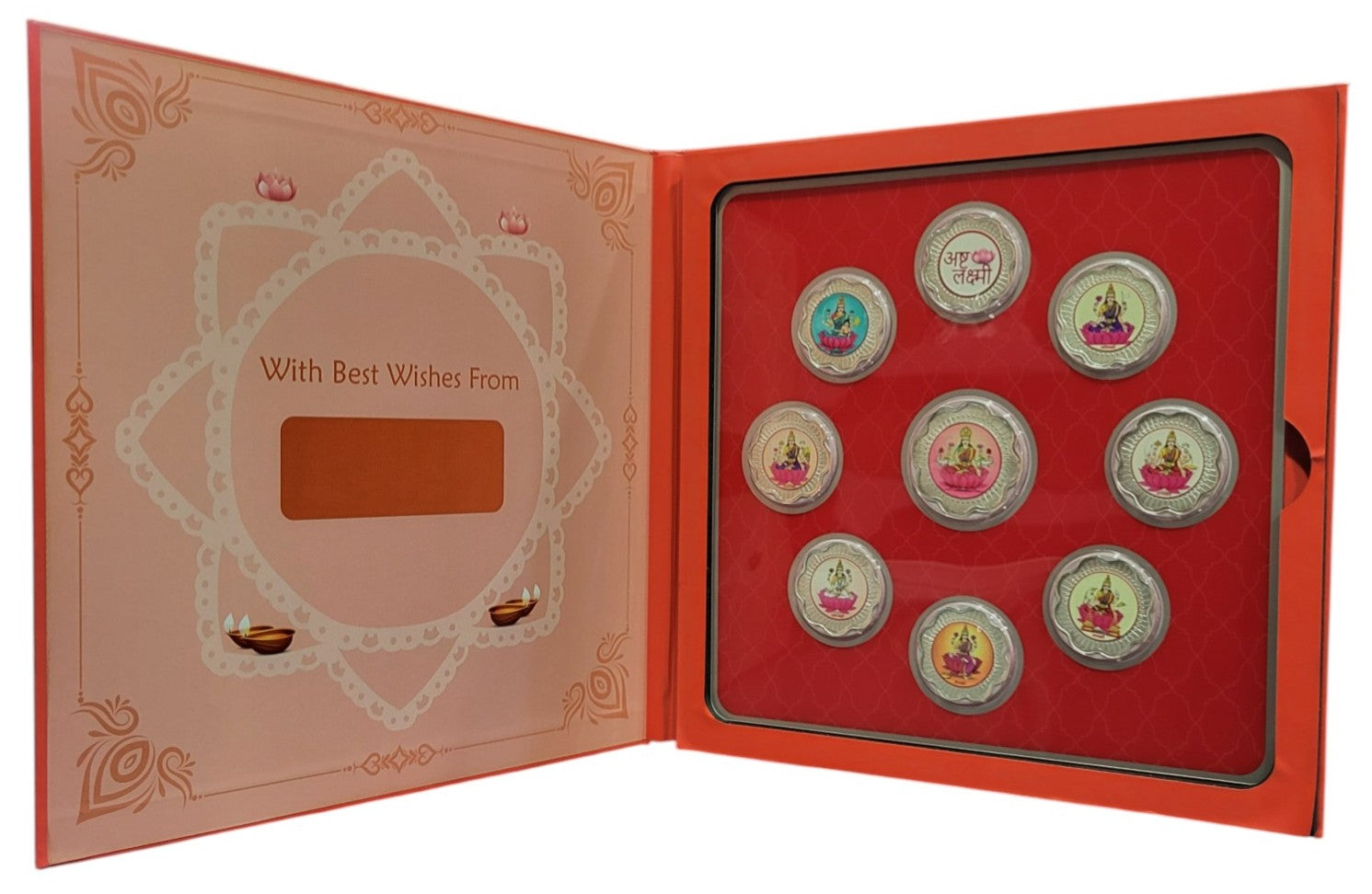 FOLDER LAXMI JI - RED/PINK WITH SILVER COIN LAXMI JI - RED 10 GM (ALL LAXMIJI)