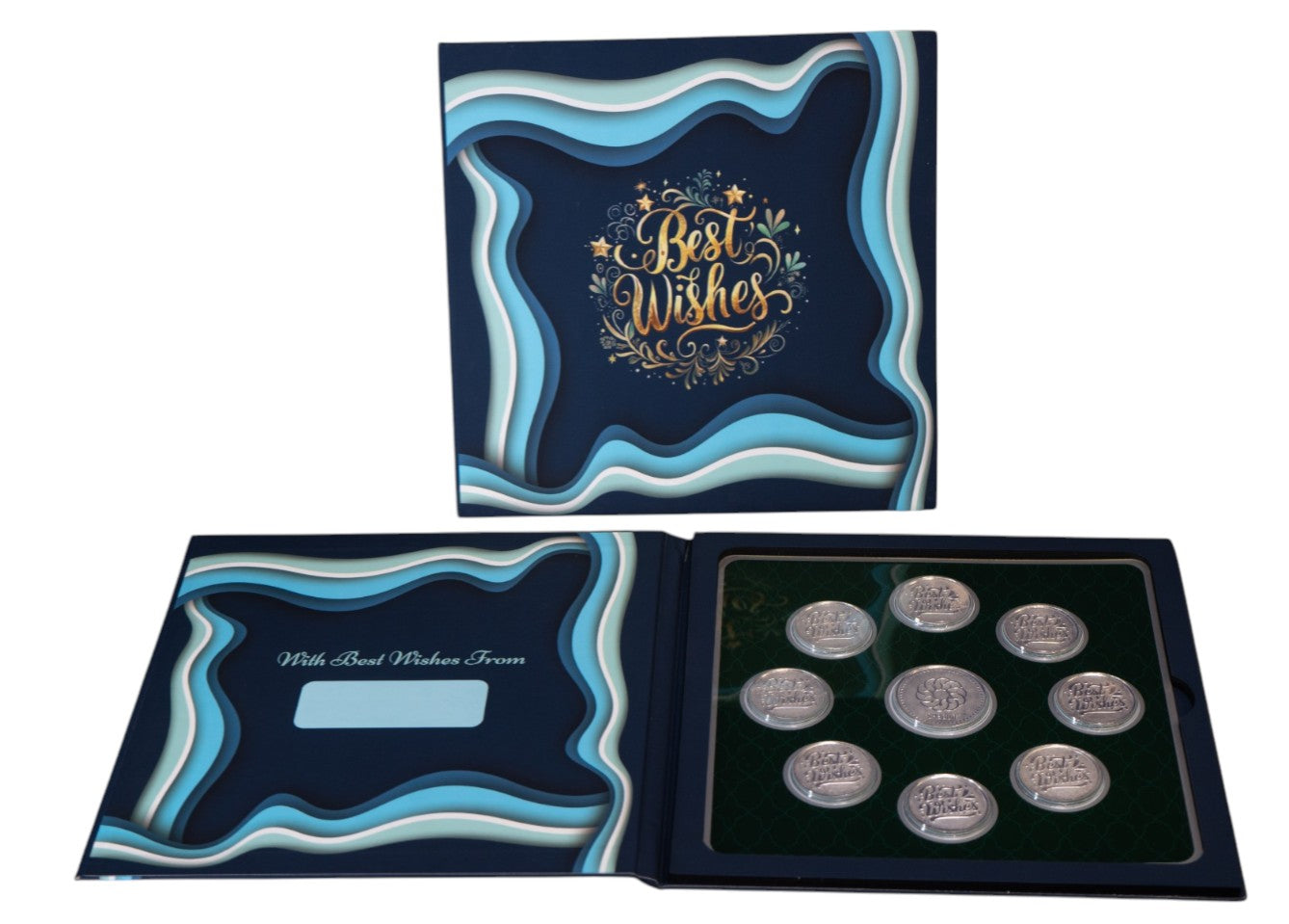 BEST WISHES FOLDER WITH SILVER COIN BEST WISHES - GREEN 10 GM (BWX8 + RSX1)