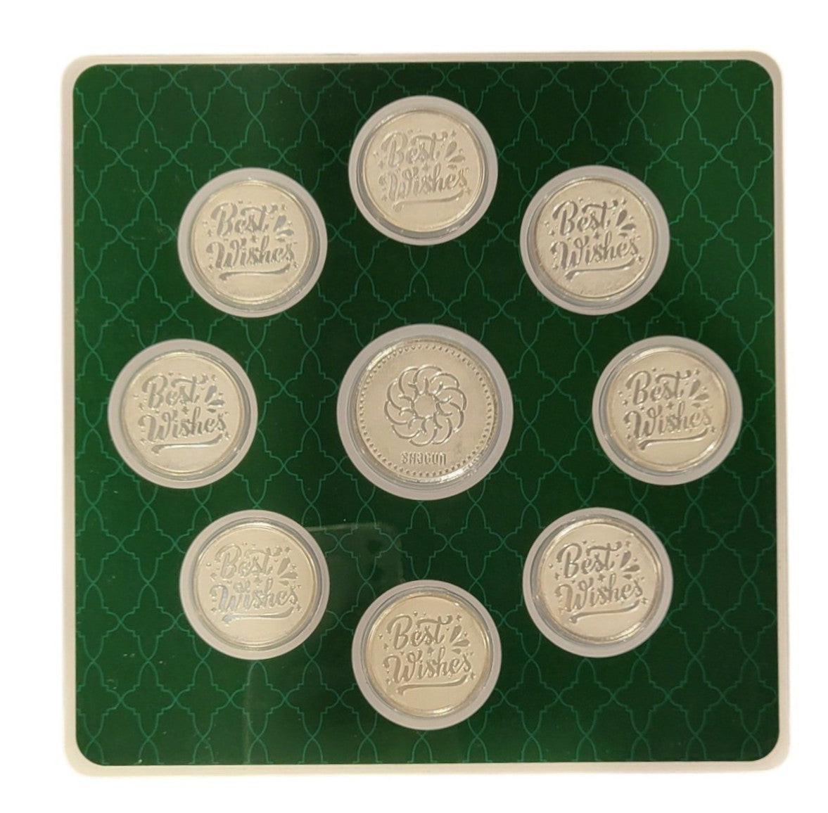 BEST WISHES FOLDER WITH SILVER COIN BEST WISHES - GREEN 10 GM (BWX8 + RSX1)