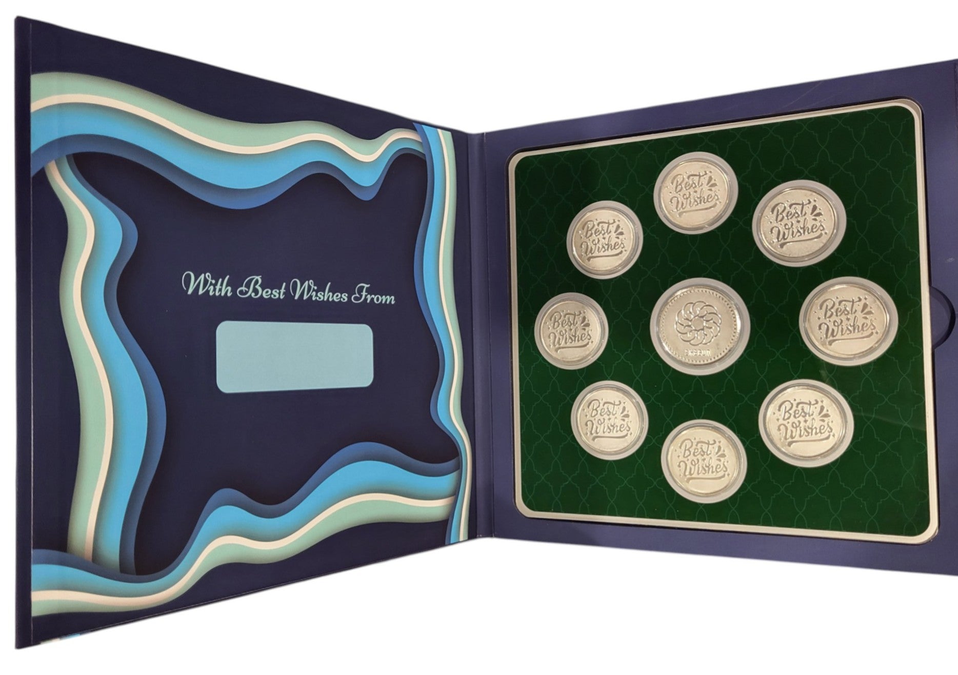 BEST WISHES FOLDER WITH SILVER COIN BEST WISHES - GREEN 10 GM (BWX8 + RSX1)
