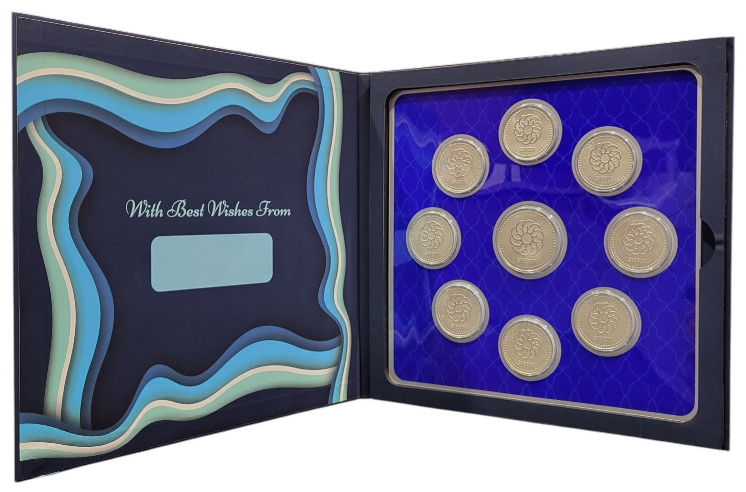 BEST WISHES FOLDER WITH SILVER COIN PLAIN -  BLUE 10 GM (ALL RS-1)