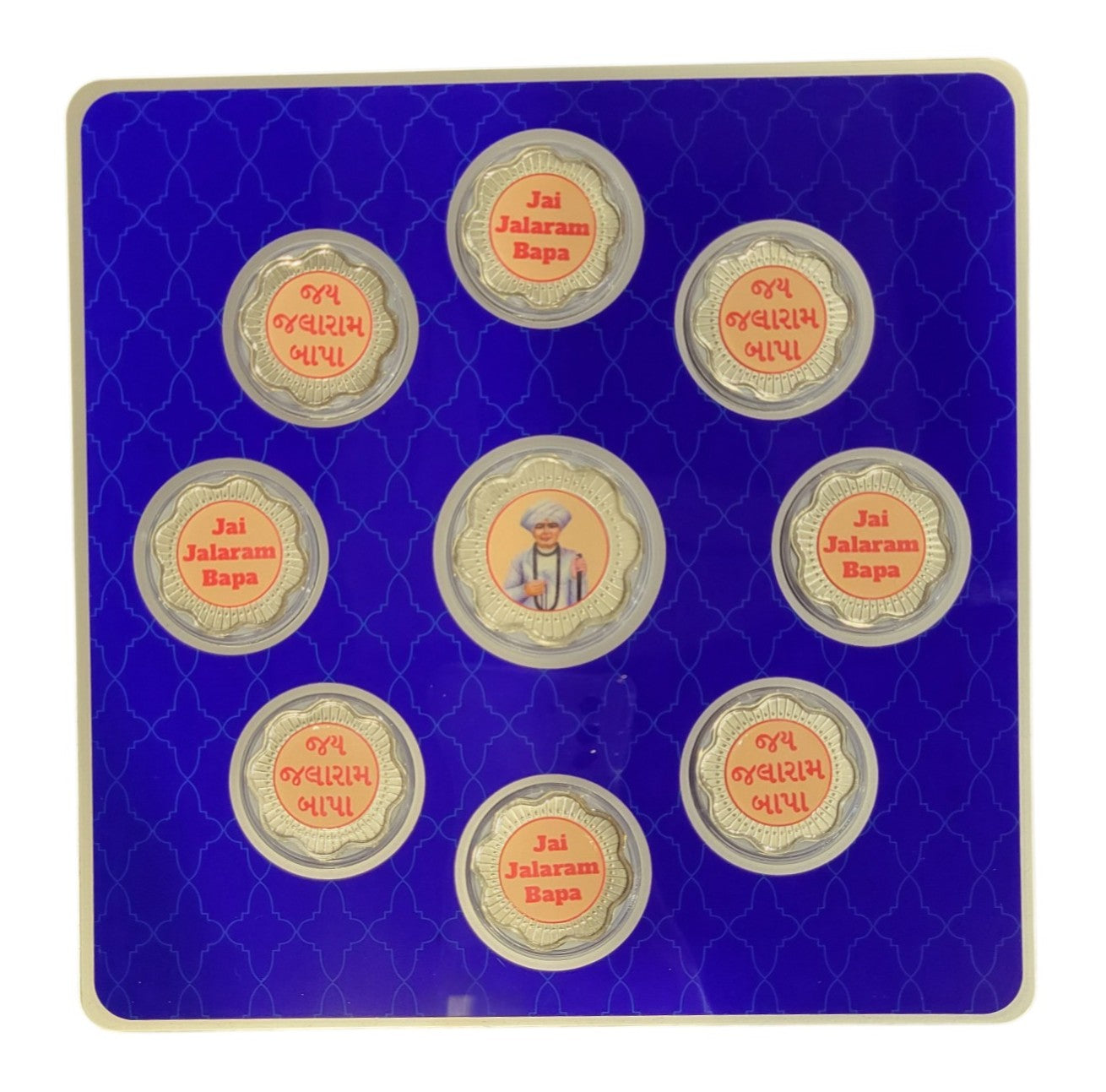 FOLDER JALARAM JI - RED/WH WITH SILVER COIN JALARAM - BLUE 10 GM (ALL JAARAM)