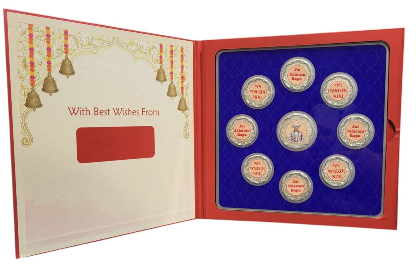 FOLDER JALARAM JI - RED/WH WITH SILVER COIN JALARAM - BLUE 10 GM (ALL JAARAM)