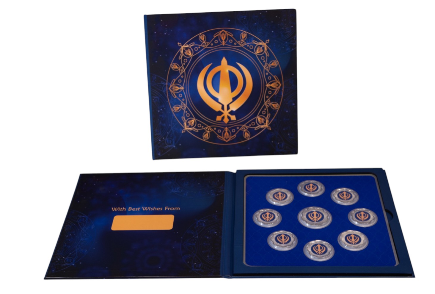 MUSICAL BOX- KHANDA - BLUE WITH SILVER COIN KHANDA - BLUE 10 GM (ALL KHANDA)