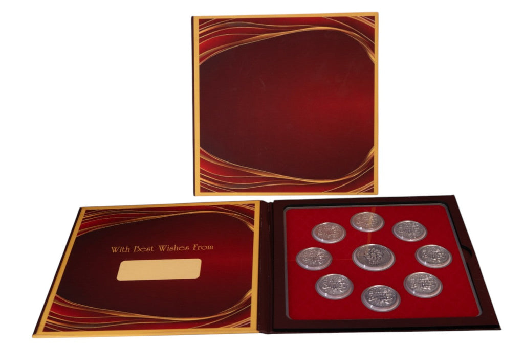 FOLDER PLAIN - MAROON WITH SILVER COIN BEST WISHES - RED 10 GM (BWX8 + RSX1)