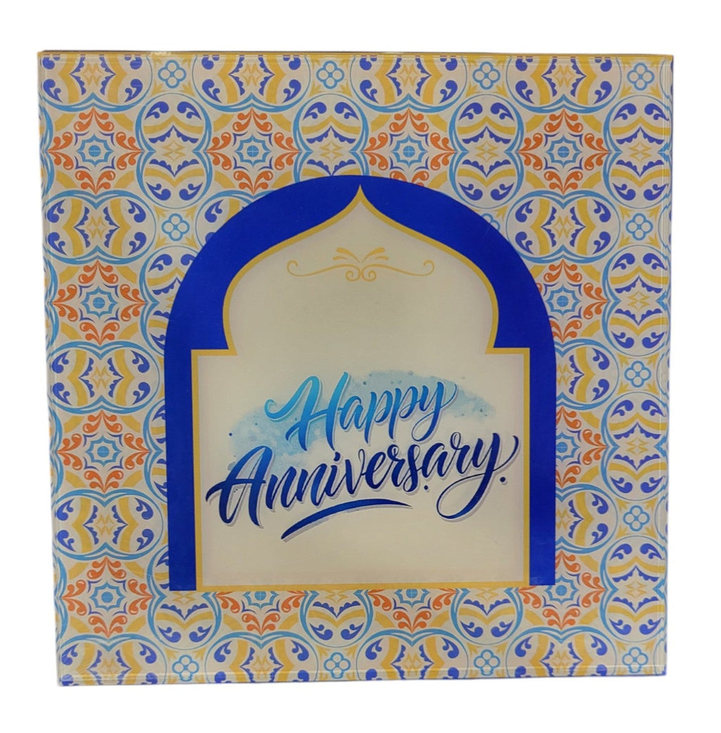 MUSICAL BOX- HAPPY ANNIVERSSARY - WH/BLUE WITH SILVER COIN PLAIN -  BLUE 10 GM (RS-4+TREE-4+RS-1))