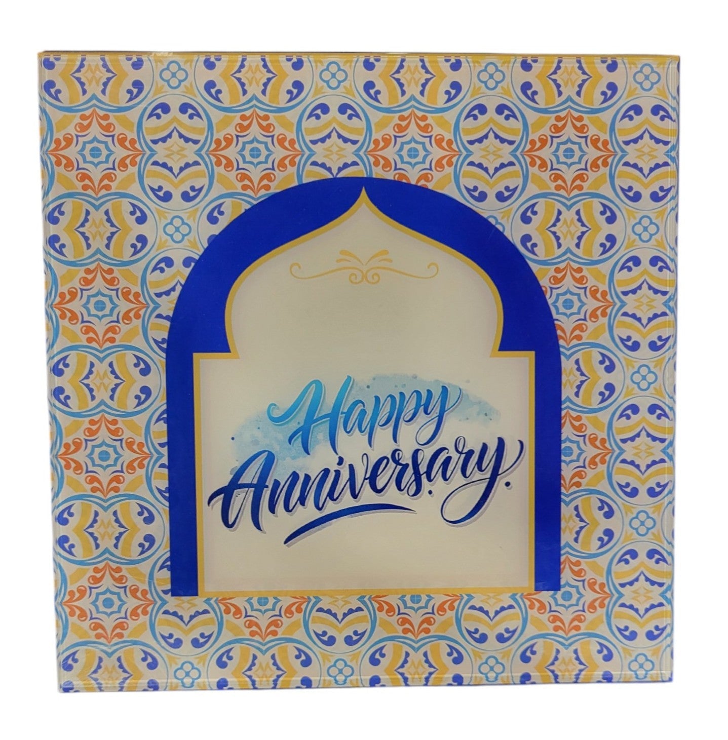 MUSICAL BOX- HAPPY ANNIVERSSARY - WH/BLUE WITH SILVER COIN PLAIN -  BLUE 10 GM (RS-4+TREE-4+RS-1))