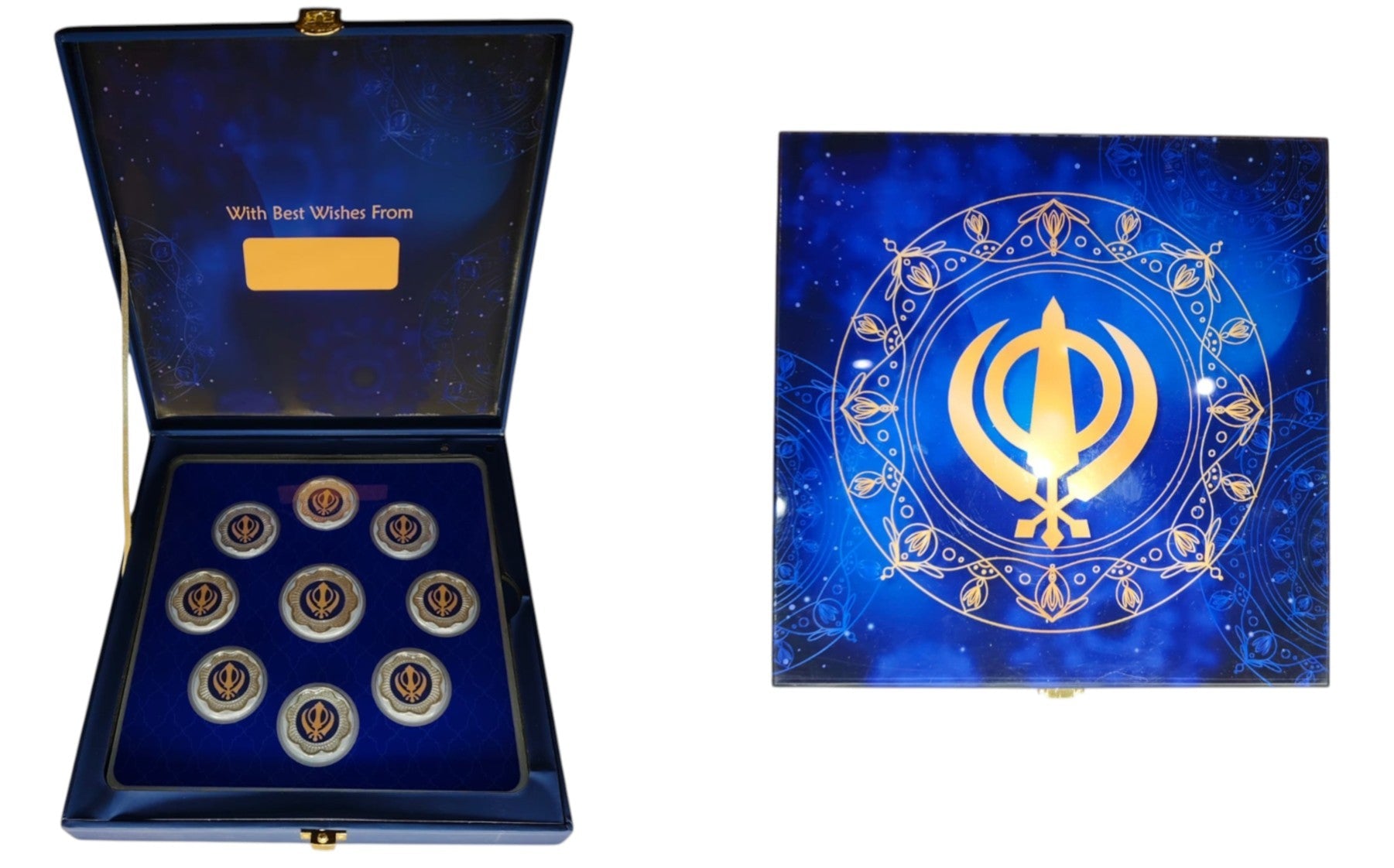FOLDER KHANDA - BLUE WITH SILVER COIN KHANDA - BLUE 10 GM (ALL KHANDA)
