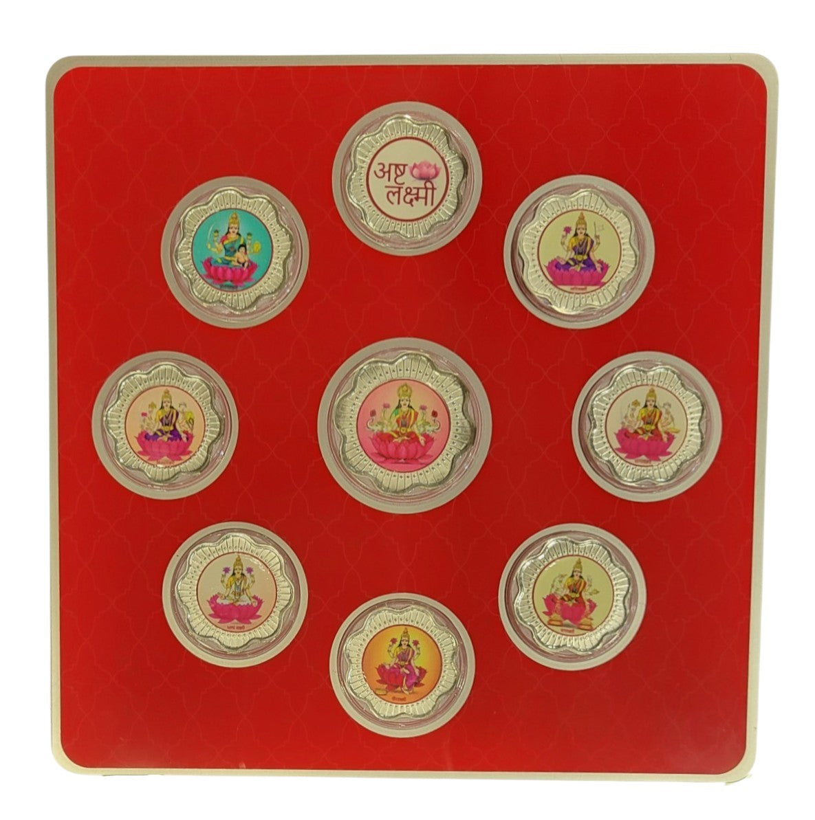 MUSICAL BOX- LAXMI JI - PINK/RED WITH SILVER COIN LAXMI JI - RED 10 GM (ALL LAXMIJI)