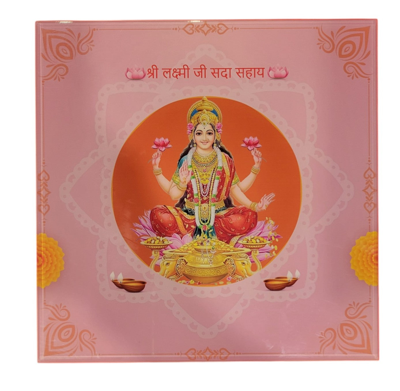 MUSICAL BOX- LAXMI JI - PINK/RED WITH SILVER COIN LAXMI JI - RED 10 GM (ALL LAXMIJI)