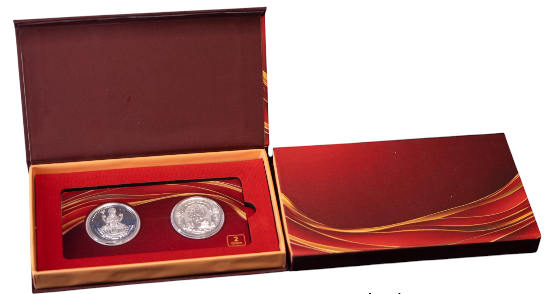 SILVER COIN GANESH LAXMI - MAROON 2 GM (1X2) WITH BOX