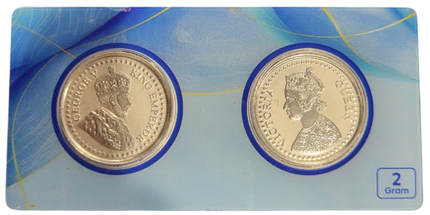 SILVER COIN KING QUEEN -SKY  BLUE 2 GM (1X2) WITH BOX