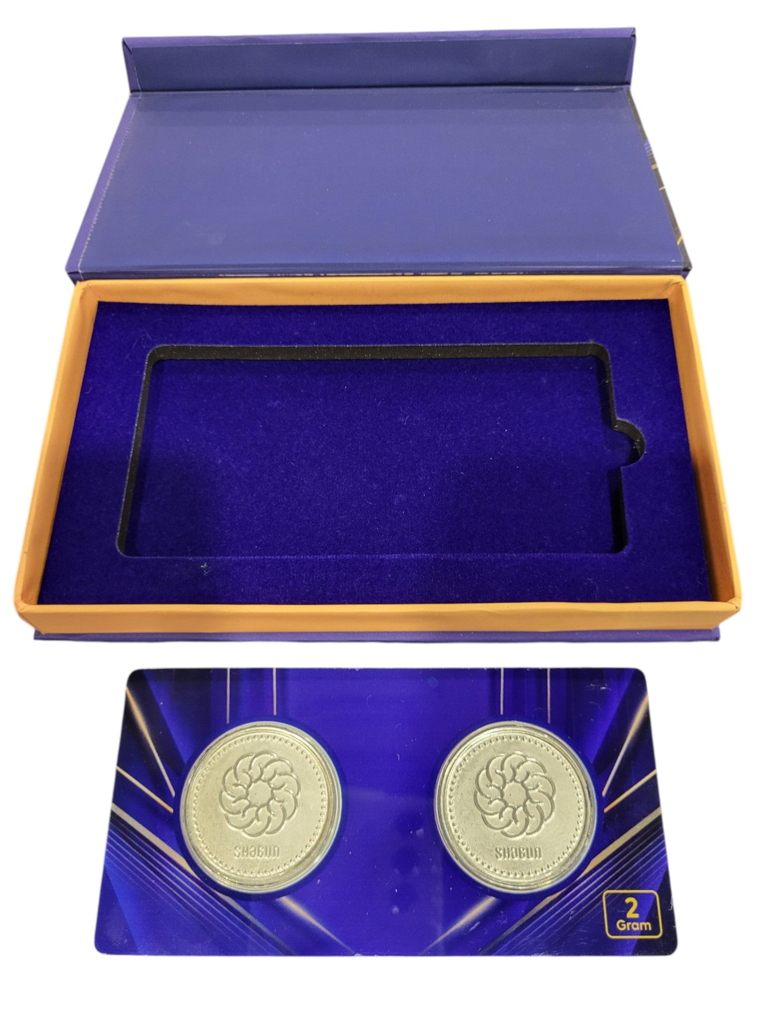 SILVER COIN ROUND SHAGUN - DARK BLUE 2 GM (1X2) WITH BOX