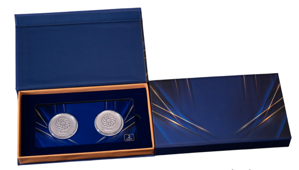 SILVER COIN ROUND SHAGUN - DARK BLUE 2 GM (1X2) WITH BOX