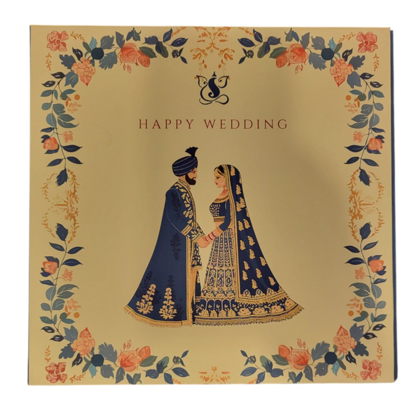 FOLDER HAPPY WEDDING JI - YELLOW/BLUE WITH SILVER COIN SHUBHVIVAH - GREEN 10 GM (ALL 7 VACHAN)