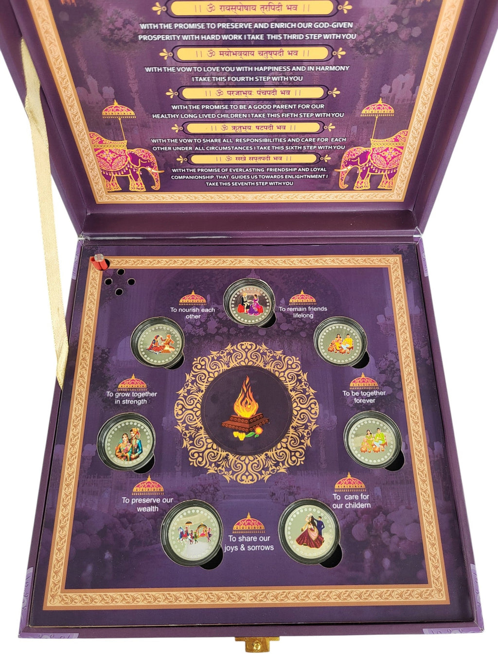 WEDDING 7 VACHAN SILVER COIN MUSICAL BOX 2.5 GM X 7 =17.5GM