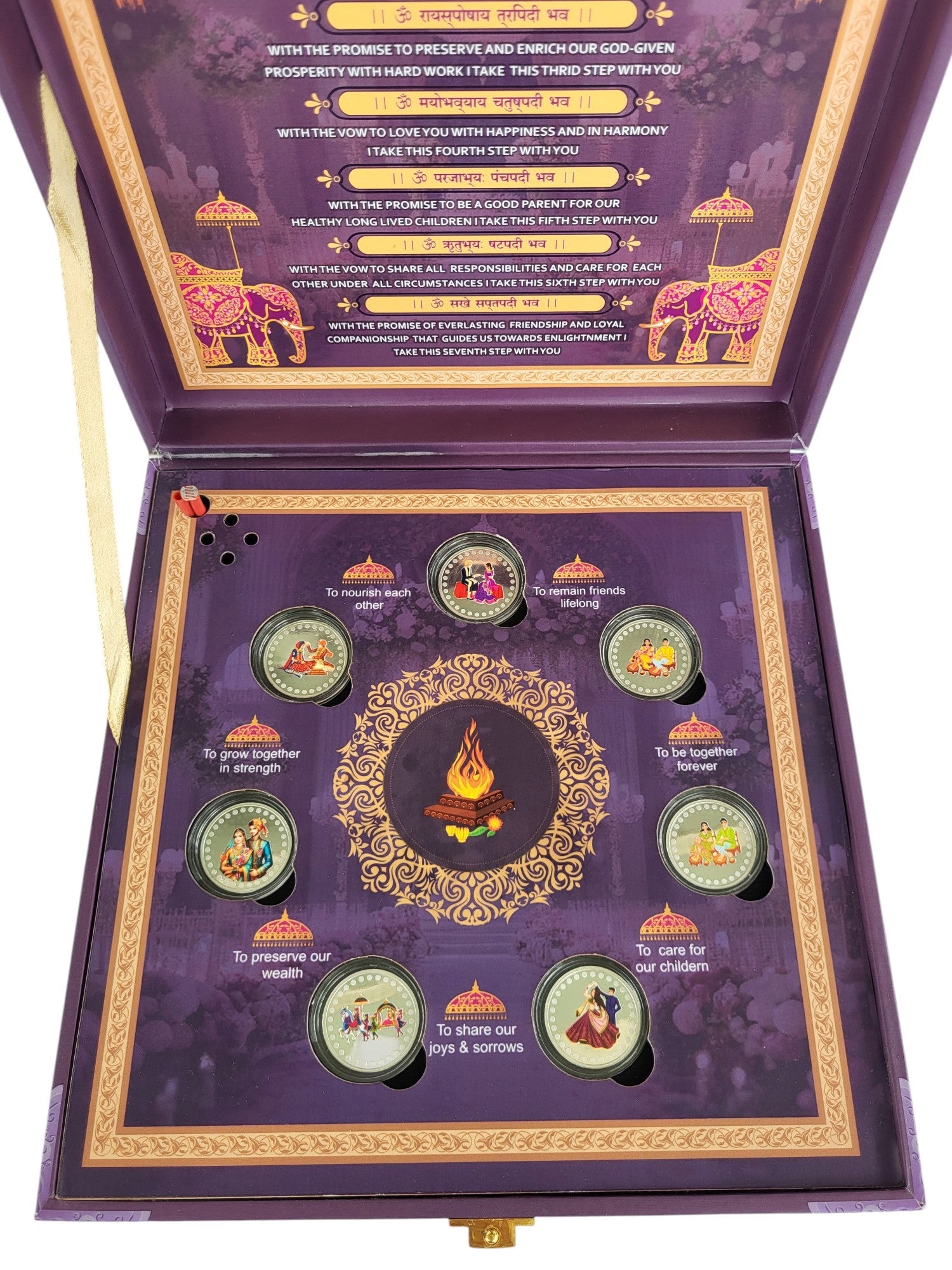 WEDDING 7 VACHAN SILVER COIN MUSICAL BOX 2.5 GM X 7 =17.5GM