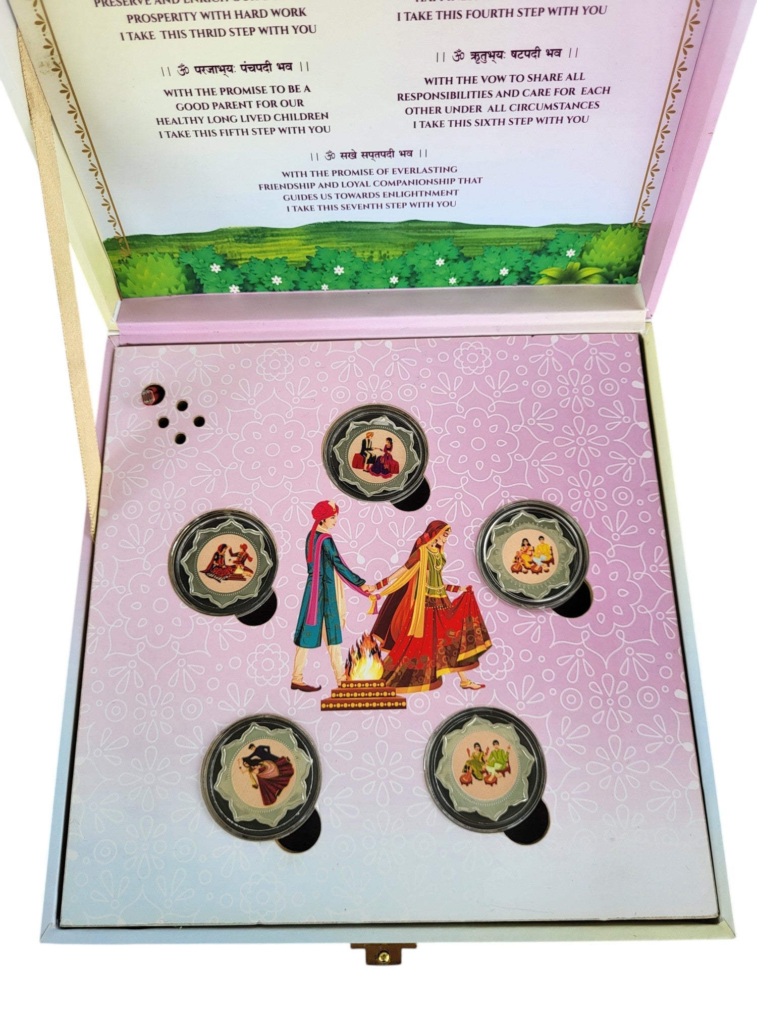WEDDING 5 FUNTION SILVER COIN MUSICAL BOX 2.5 GM X 5 =12.5GM