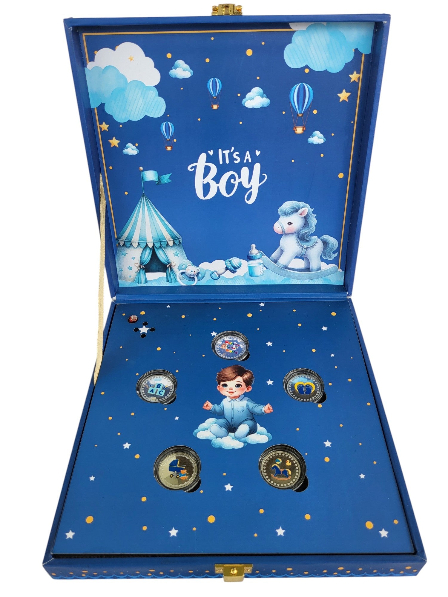 BABY BOY SILVER COIN MUSICAL BOX 2.5 GM X 5 =12.5GM