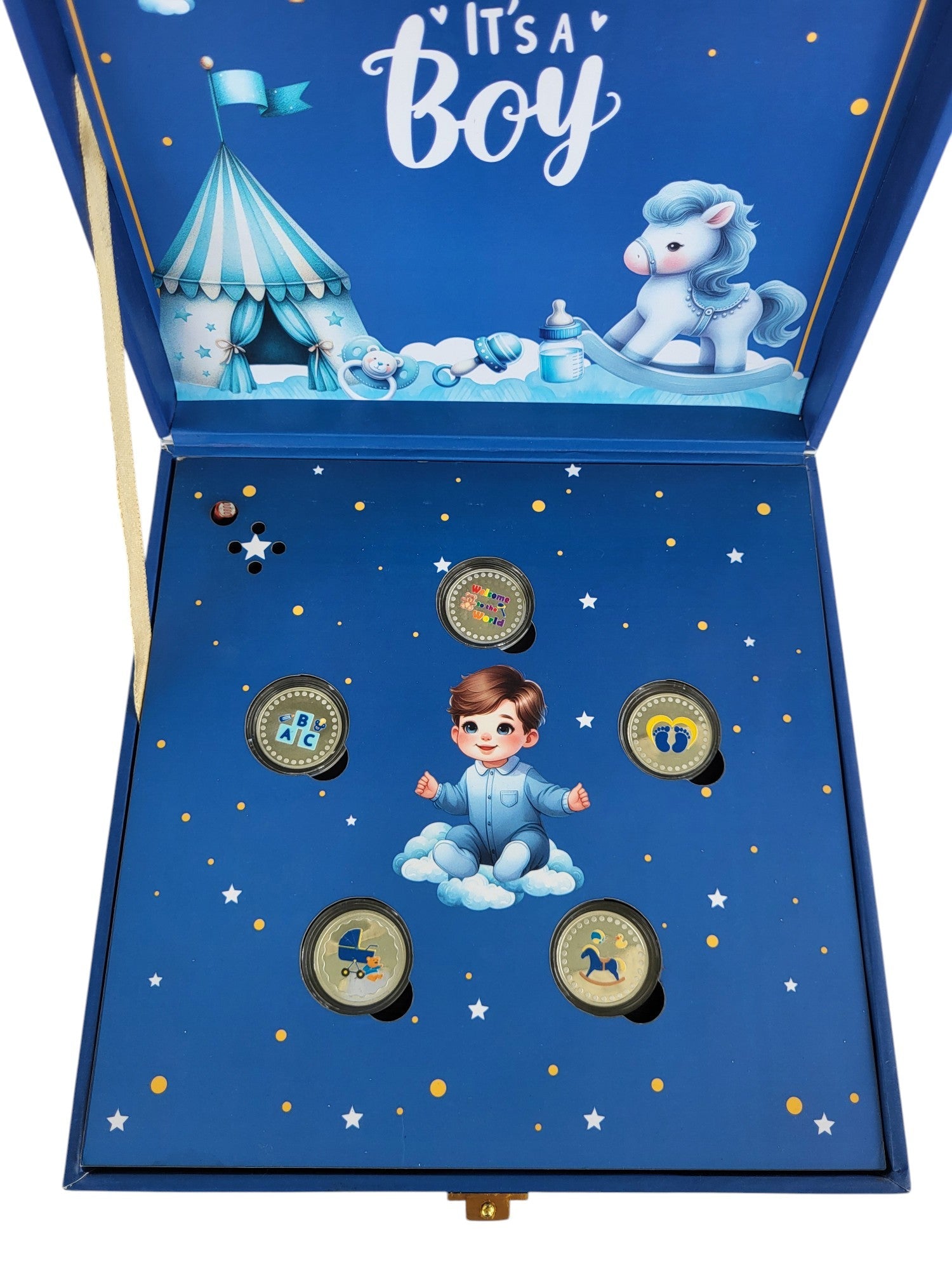 BABY BOY SILVER COIN MUSICAL BOX 2.5 GM X 5 =12.5GM