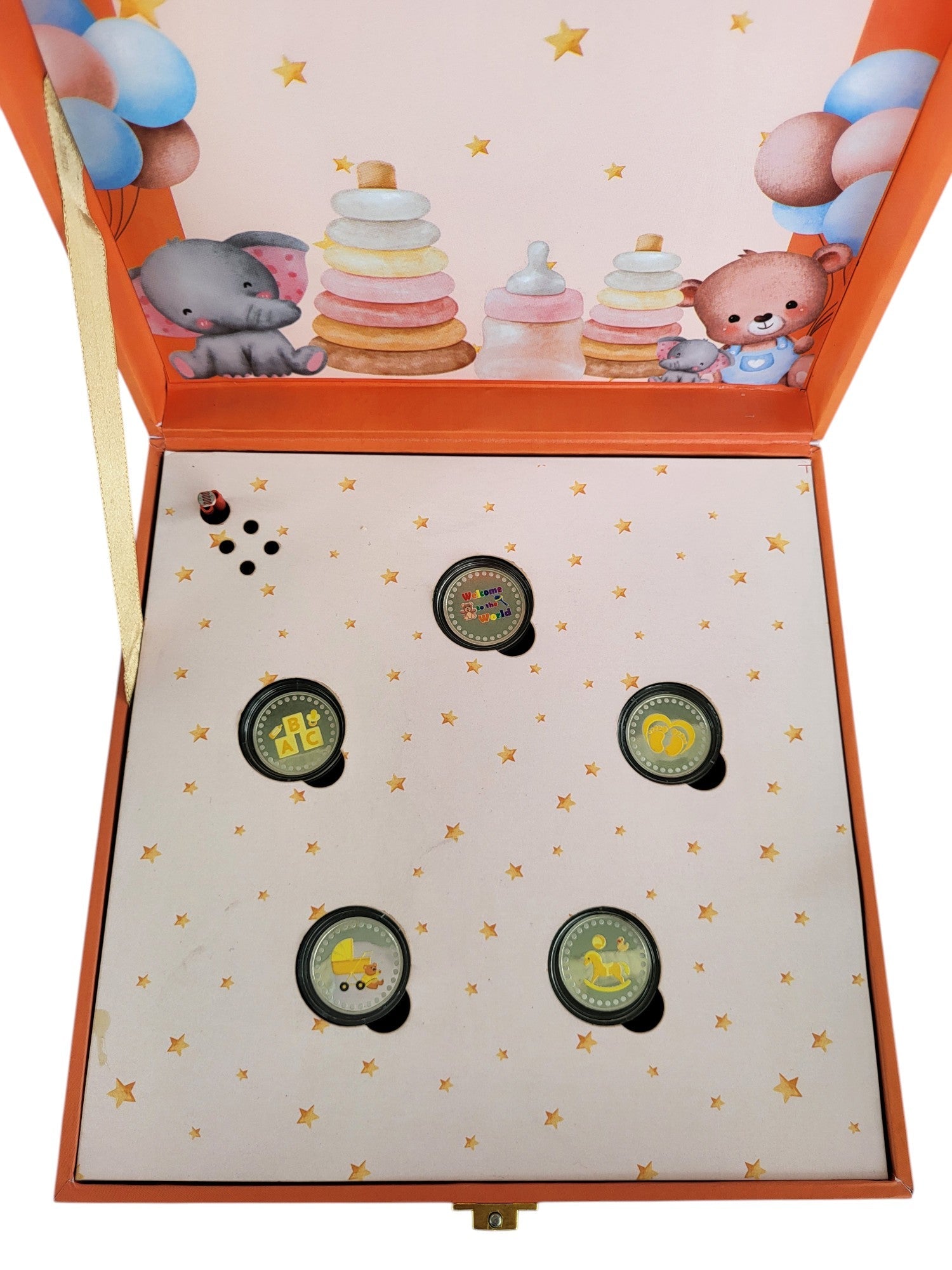 WELCOME BABY SILVER COIN MUSICAL BOX 2.5 GM X 5 =12.5GM