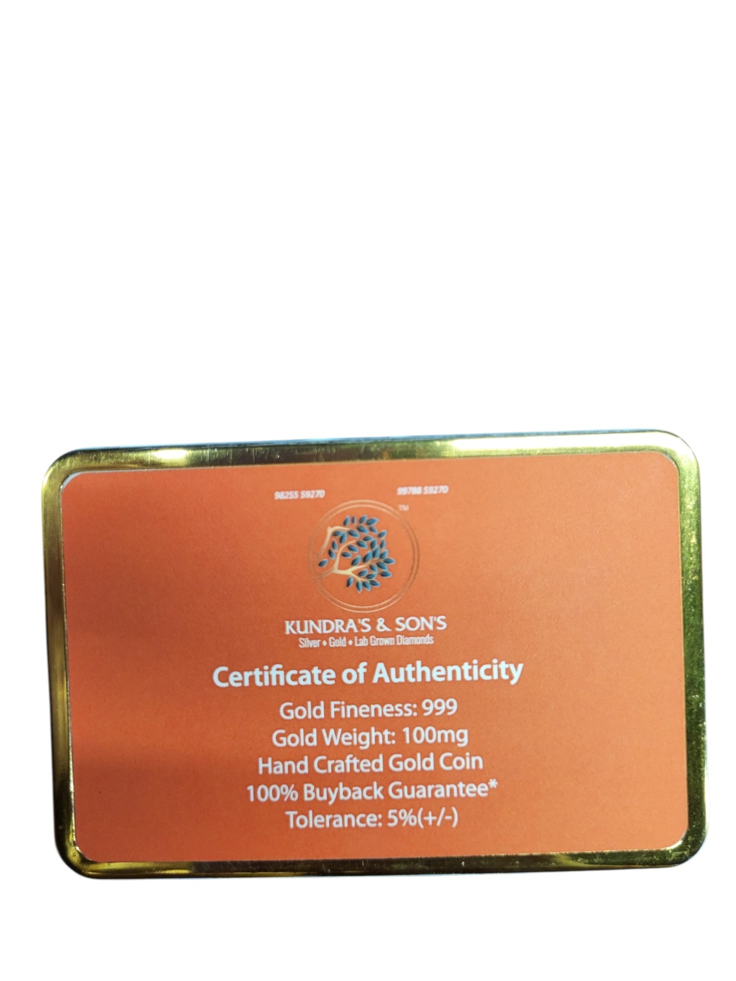 GOLD COIN 100MG TREE WITH DESIGNER CARD (1)
