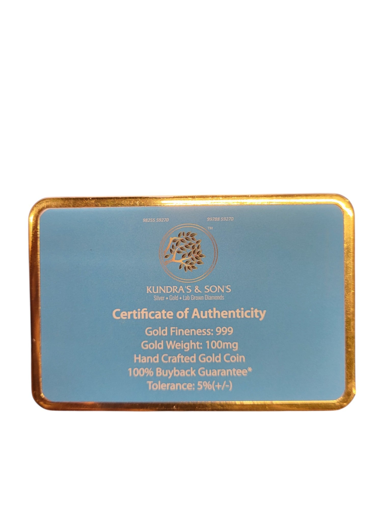 GOLD COIN 100MG TREE WITH DESIGNER CARD (2)